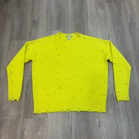 Autumn Cashmere Retail $385 100% Cashmere Bright Yellow Sweater Size Medium - Picture 2 of 6